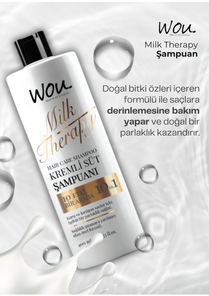 World Of Unique Milk Therapy Şampuan 400 Ml- Süt Proteinli, Kremli, Besleyici 10 Etki Bir Arada Şampuan
