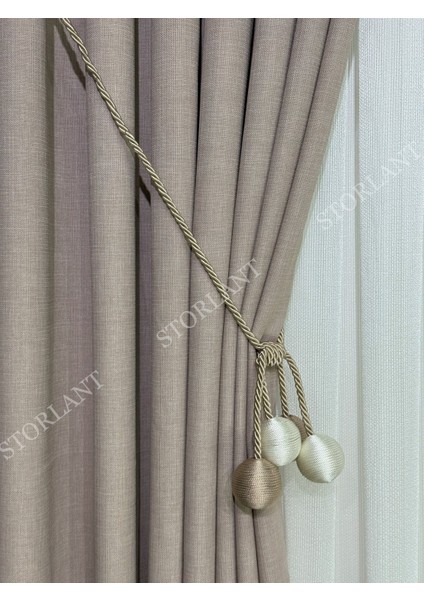 Keten Foldet Fon Perde L 1/3 Sık Pile L Aksesuar Hediyeli L Tek Kanat