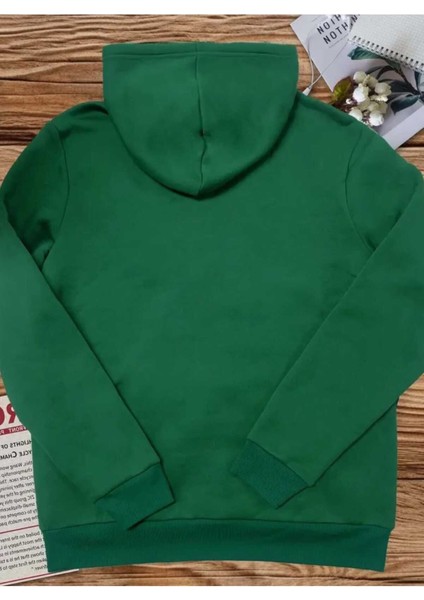 Gooroe Geoaeg Baskılı Kapüşonlu Cepli Içi Yünlü Yeşil Sweatshirt fiyatları