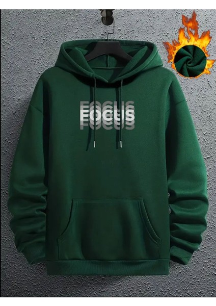 Focus Gölge Baskılı Kapüşonlu Sweatshirt