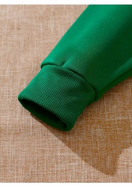 Horror Princess Arka Baskılı Kapüşonlu Cepli Pamuklu Yeşil Sweatshirt modelleri