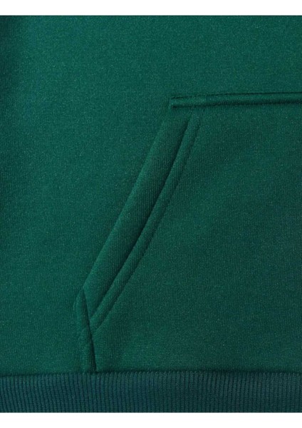 Sevimli Pandalar Ön ve Arkası Baskılı Kapüşonlu Cepli Içi Yünlü Yeşil Sweatshirt fırsatları