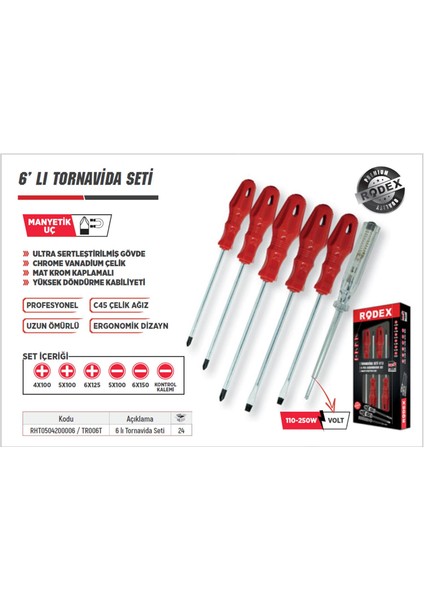 Tornavida Seti (6'li Set) Düz Yıldız Uçlu Kontrol Kalemi modelleri