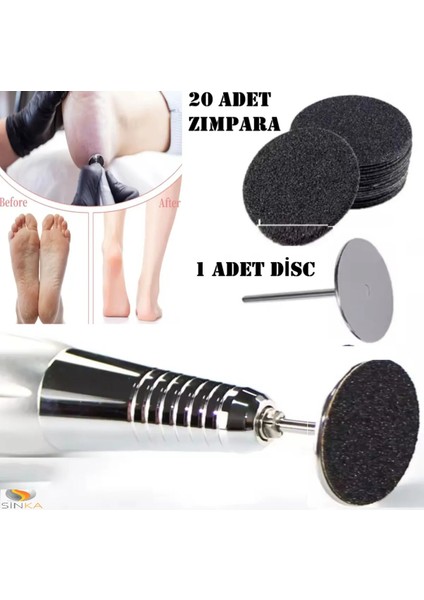 Pododisk 25 mm Metal Disk + 20 Adet Zımpara Set Freze Başlık