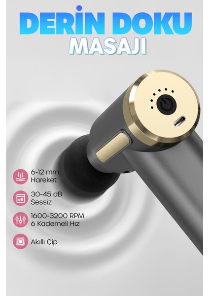 6 Mod Masaj Taancası Sporcu Masaj Aleti 4 Başlıklı Şarjlı Titreşimli Sporcu Masaj Aleti Gri 2028 fırsatları