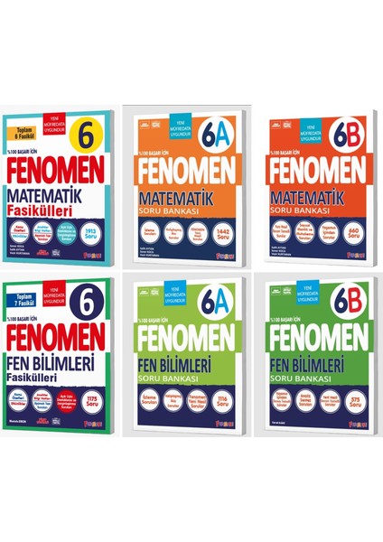 Fenomen Okul 2026 6. Sınıf Matematik + Fen Bilimleri A + B + Fasikül Seti 6 Kitap Güncel Müfredat