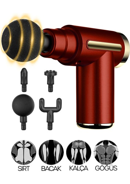 6 Mod Masaj Taancası Sporcu Masaj Aleti 4 Başlıklı Şarjlı Titreşimli Sporcu Masaj Aleti Kırmızı 2028