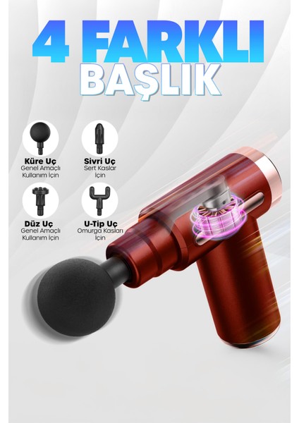 6 Mod Masaj Taancası Sporcu Masaj Aleti 4 Başlıklı Şarjlı Titreşimli Sporcu Masaj Aleti Kırmızı 2028 modelleri