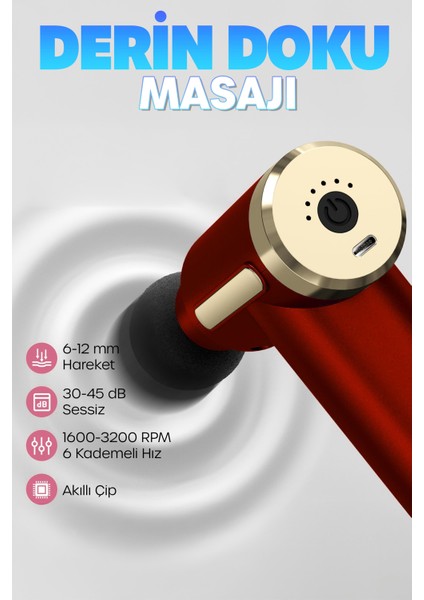 6 Mod Masaj Taancası Sporcu Masaj Aleti 4 Başlıklı Şarjlı Titreşimli Sporcu Masaj Aleti Kırmızı 2028 fırsatları
