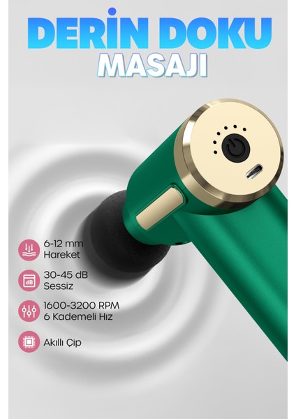 6 Mod Masaj Taancası Sporcu Masaj Aleti 4 Başlıklı Şarjlı Titreşimli Sporcu Masaj Aleti Yeşil 2028 fırsatları