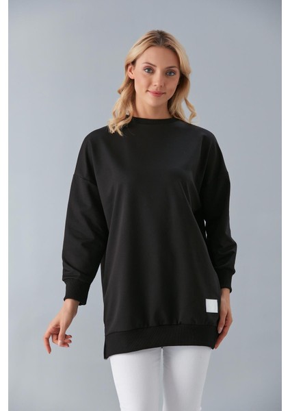 Bisiklet Yaka Iki Iplik Basic Tunik Siyah