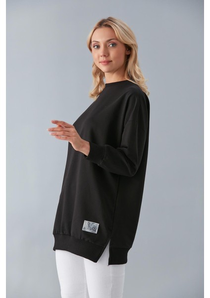 Bisiklet Yaka Iki Iplik Basic Tunik Siyah modelleri