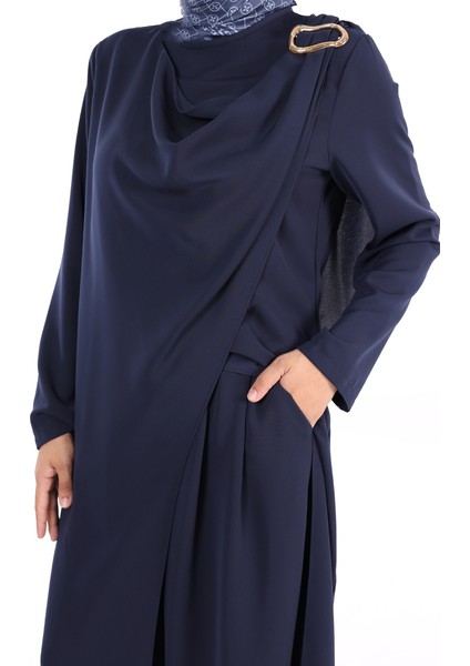 Tek Omuz Gold Toka Detaylı Tunik Pantolon Takım 8698 Lacivert indirimleri