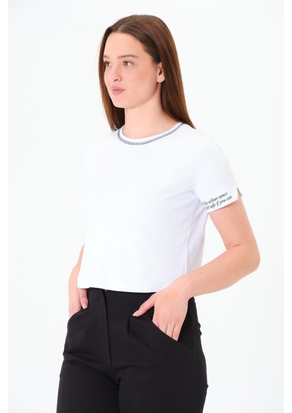 Karyoka Dikişli Tshirt Beyaz