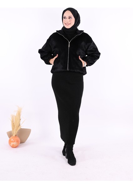 Kısa Angora Mont 70028 Siyah