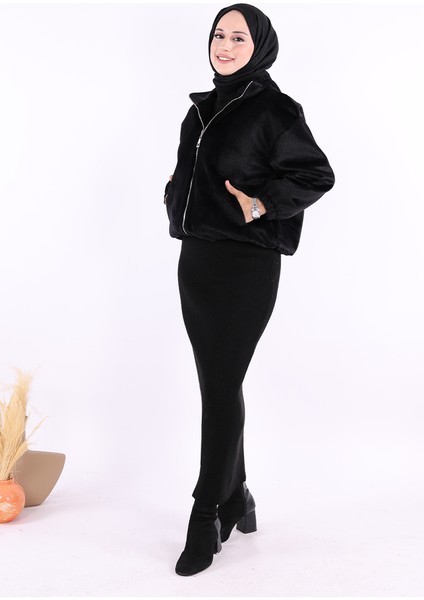 Kısa Angora Mont 70028 Siyah modelleri