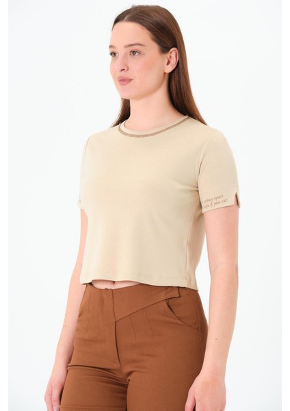 Karyoka Dikişli Tshirt Bej indirimleri