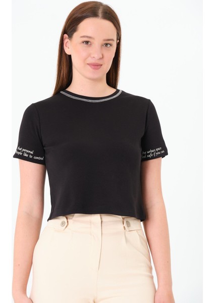 Karyoka Dikişli Tshirt Siyah