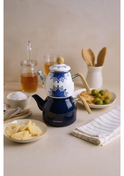 Unique - Bambu Kulplu Çaydanlık Takımı Lacivert fiyatları