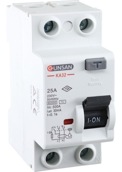 Valta Kaçak Akım Koruma Anahtarı 6 kA 1 Kutup + Nötr 30 mA 25A