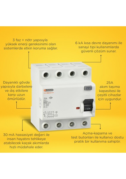 Valta Kaçak Akım Koruma Anahtarı 6 kA 3 Kutup + Nötr 30 mA 25A modelleri