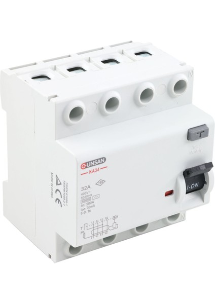 Valta Kaçak Akım Koruma Anahtarı 6 kA 3 Kutup +Nötr 30 mA 32A