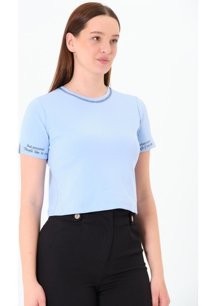 Karyoka Dikişli Tshirt Mavi modelleri