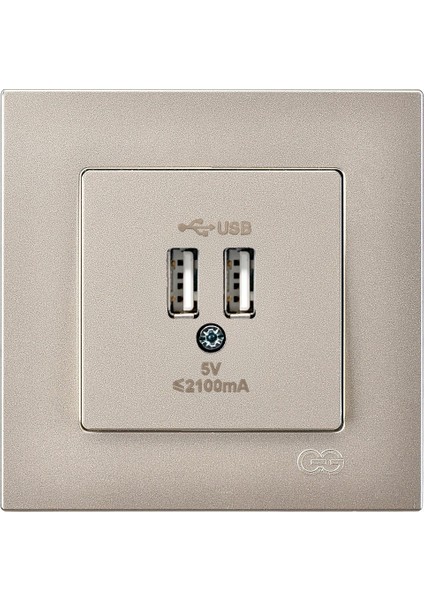 Eqona Metalik Bej 2 USB Çıkışlı Şarj Prizi 5V 2.1A fiyatları