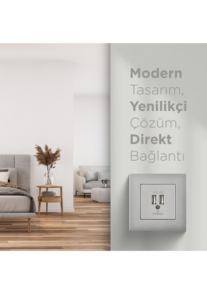 Eqona Gümüş 2 USB Çıkışlı Şarj Prizi 5V 2.1A modelleri