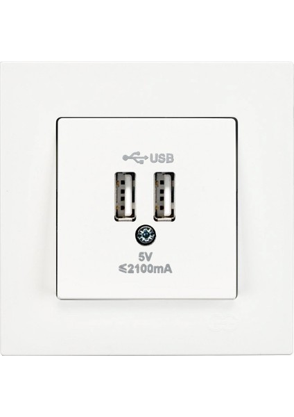 Eqona Beyaz 2 USB Çıkışlı Şarj Prizi 5V 2.1A