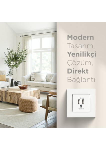 Eqona Beyaz 2 USB Çıkışlı Şarj Prizi 5V 2.1A modelleri
