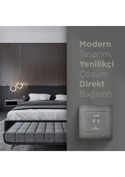 Eqona Füme 2 USB Çıkışlı Şarj Prizi 5V 2.1A modelleri