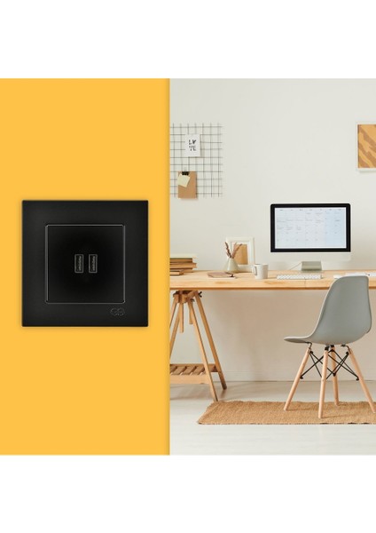 Eqona Metalik Siyah 2 USB Çıkışlı Şarj Prizi 5V 2.1A indirimleri