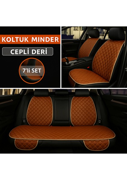 Chery Tiggo 8 Pro 2023–2024 Uyumlu 7 Parça Kapitone Araba Koltuk Minderi Deri Taba - Kaymaz | Trobus