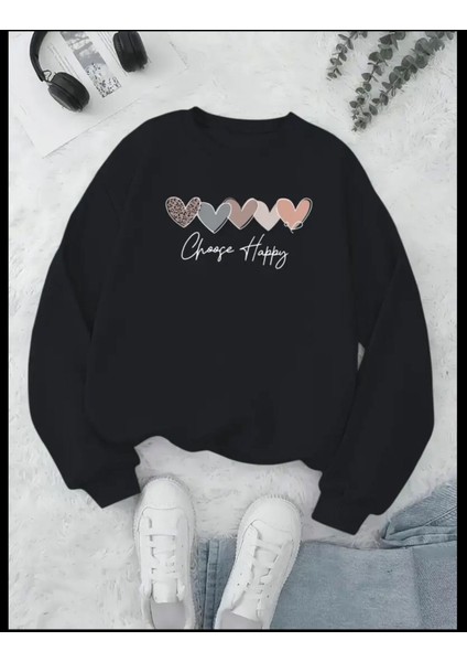 Chance Happy Baskılı Sweatshirt