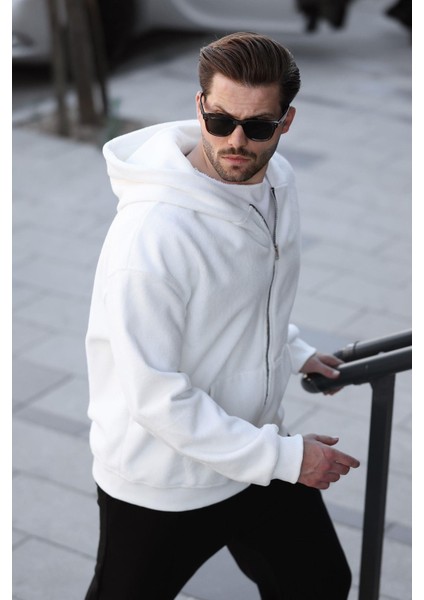 Ekru Kapüşonlu Erkek Polar Hırka E7168 modelleri