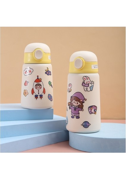 Taşınabilir Sevimli Termos Saman Paslanmaz Çelik Kahve Fincanı Bardak Su Şişesi (Yurt Dışından)