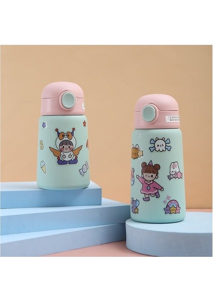 Taşınabilir Sevimli Termos Saman Paslanmaz Çelik Kahve Fincanı Bardak Su Şişesi (Yurt Dışından)