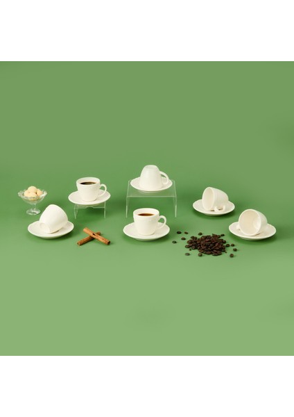 12 Parça Kahve Fincan Seti - Beyaz