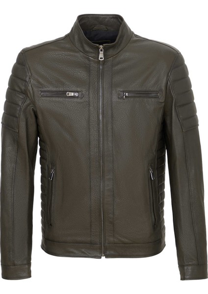 Yeşil Hakiki Deri Erkek Hakiki Deri Mont - E23KDM310544-T1M