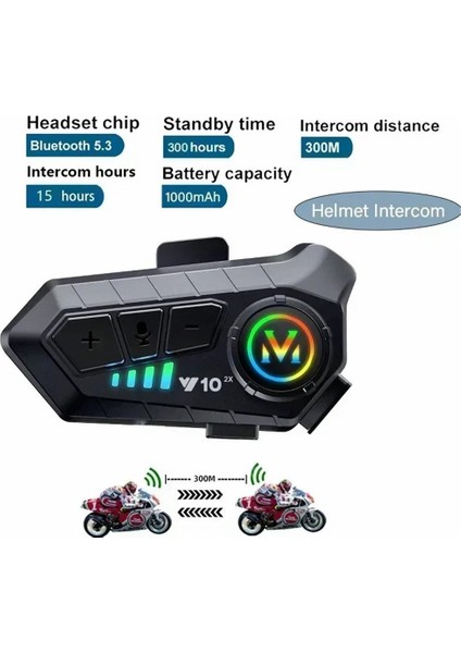 Motosiklet Kask Intercom Çift Eşleşme Rgb Işıklı Bluetooth Kulaklık 5,3