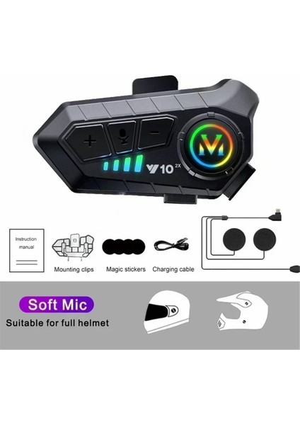 Motosiklet Kask Intercom Çift Eşleşme Rgb Işıklı Bluetooth Kulaklık 5,3 modelleri