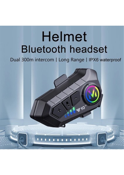 Motosiklet Kask Intercom Çift Eşleşme Rgb Işıklı Bluetooth Kulaklık 5,3