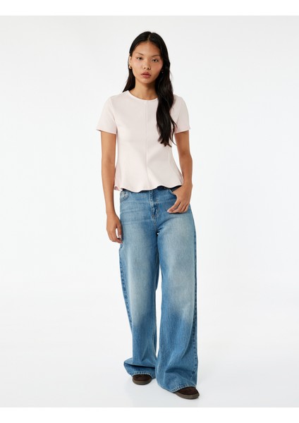 Kısa Kollu Bisiklet Yaka Volanlı Bluz fiyatları