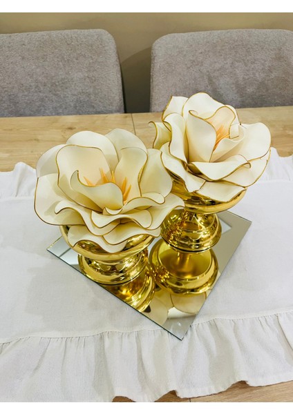 Lüks 2'li Gold Eva Dekoratif Obje