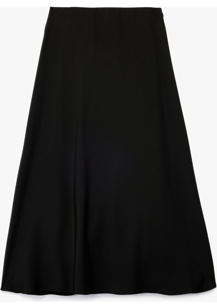 Midi Boy Çan Kesim Saten Kloş Etek