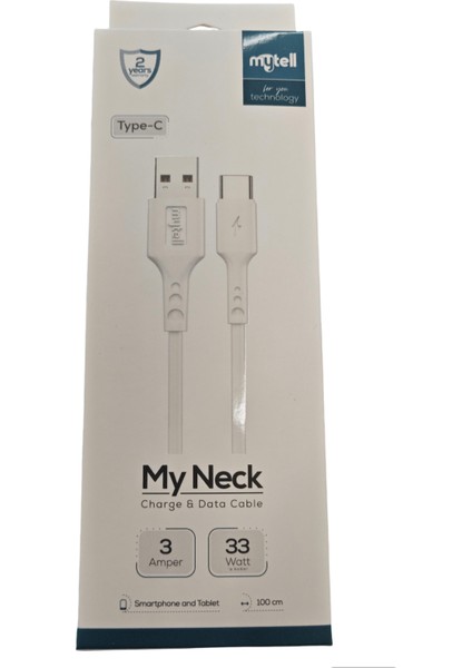Mytel 33W Destekli Typ-C Şarj ve Data Kablosu 1mt Tüm Typ-C Girişli Telefonlar İle Uyumlu modelleri
