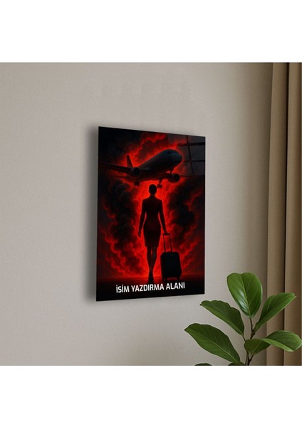 Kadın Kabin Görevlisi Temalı Cam Tablo Kadın Kabin Görevlisi - Hostes Hediye fiyatları