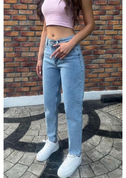 Kadın Yüksek Bel Boyfriend Likralı Kot Pantolon modelleri