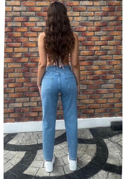 Kadın Yüksek Bel Boyfriend Likralı Kot Pantolon indirimleri